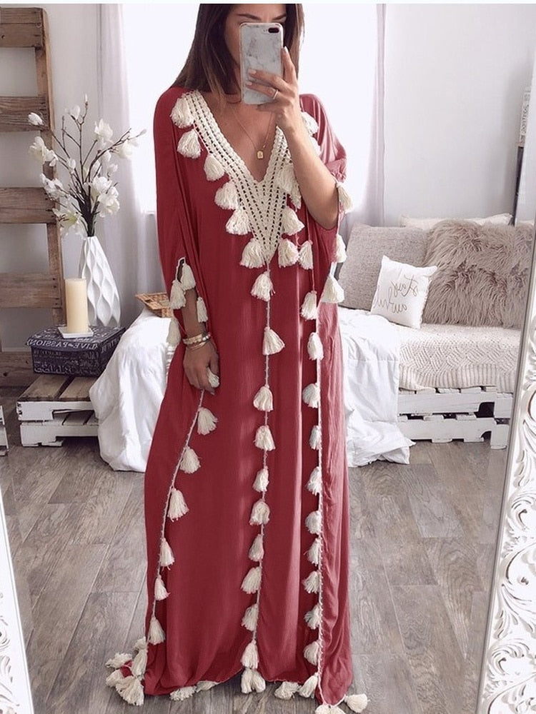 Boho Summer Tassel Moroccan Kaftan