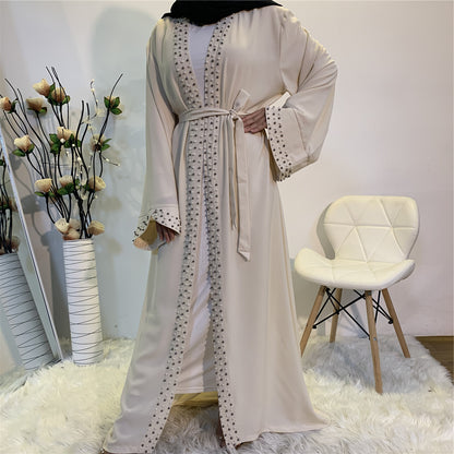 Beaded Muslim Lace Up Cardigan Robe