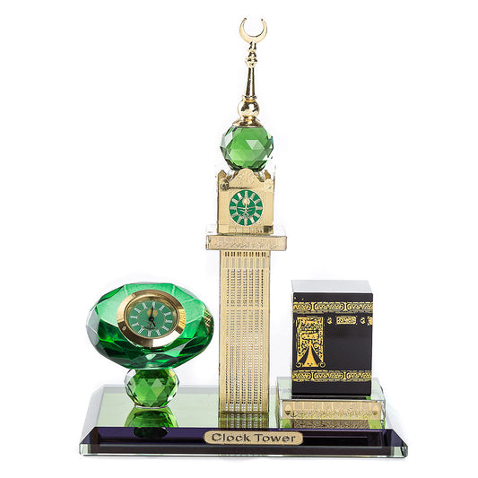 Four-Sided Clock with Kaaba Three-Piece Set
